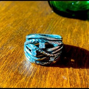 Cute rope ring with three CZ stones.